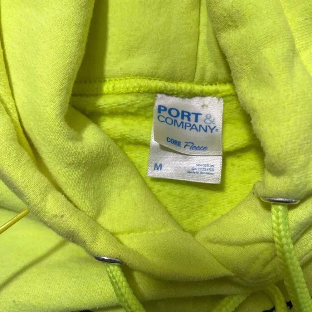 Mens Medium “Montana” Big Ram Graphic Hoodie‎ Sweatshirt Neon Green Safety - Picture 2 of 5